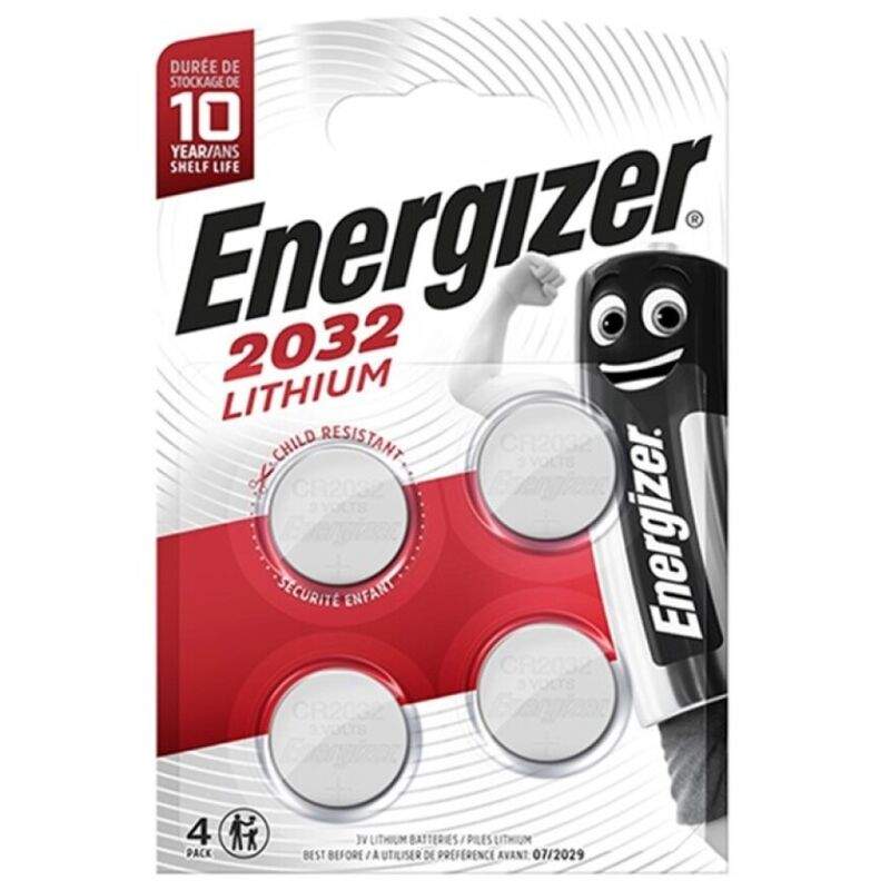 ENERGIZER BATTERY LITHIUM BUTTON CR2032 3V 4 UNIT