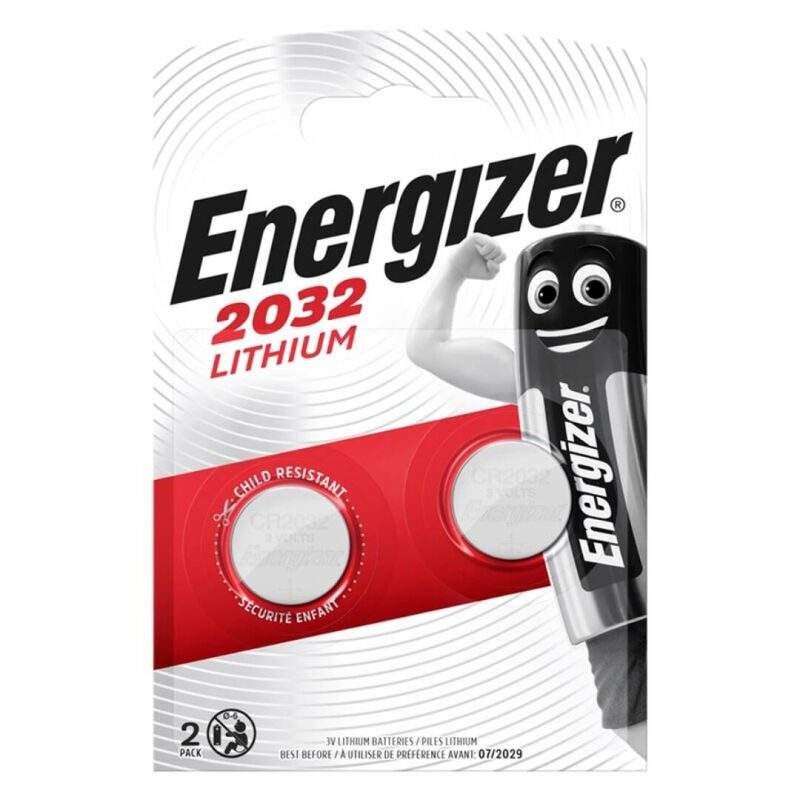 ENERGIZER BATTERY LITHIUM BUTTON CR2032 3V 2 UNIT