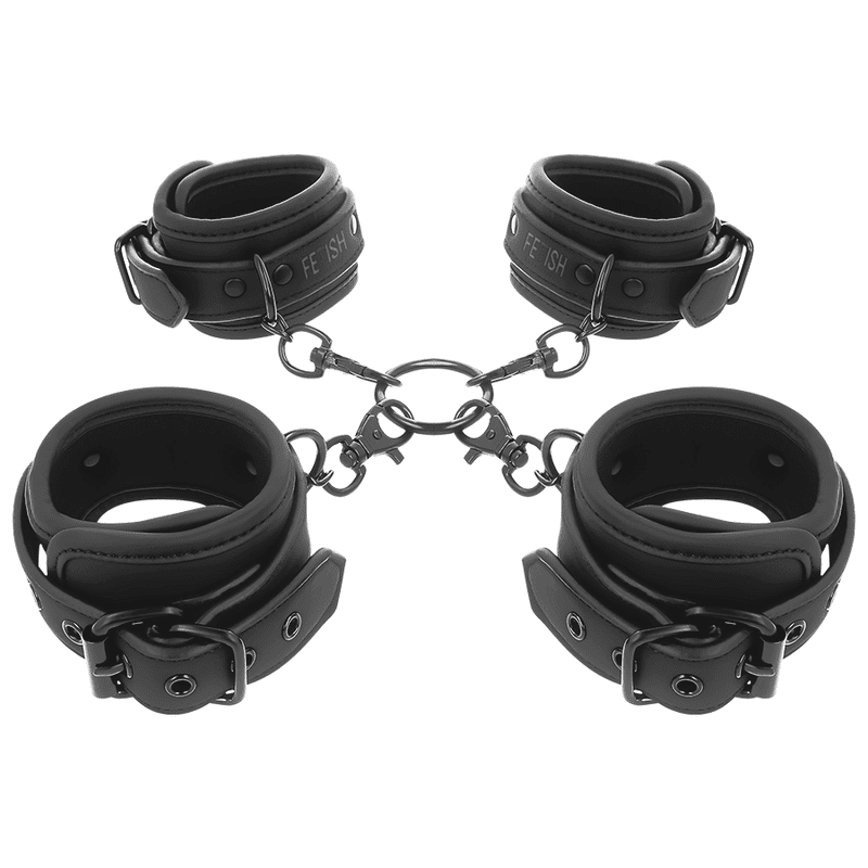 FETISH SUBMISSIVE - HOGTIE AND CUFF SET WITH NEOPRENE LINING